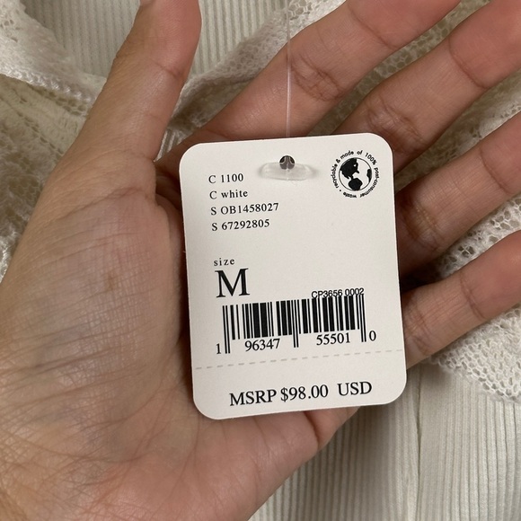 Free People Have My Heart Cropped White Top‎ Size Medium Women - Picture 14 of 14